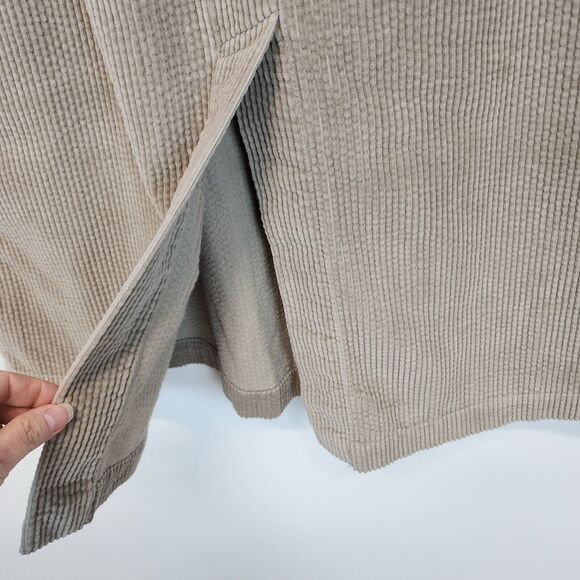 Nordstrom Corduroy Maxi Skirt Size L Tan Back Slit Neutral Grandma Lagenlook - Picture 9 of 14